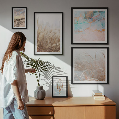 Conjunto de 5 quadros com moldura paisagens étnicas boêmias naturais