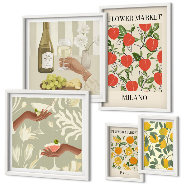 Galeria de parede Feira vintage de frutas e flores