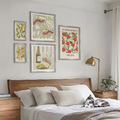 Quadro Galeria de Parede estampa vintage de frutas e flores