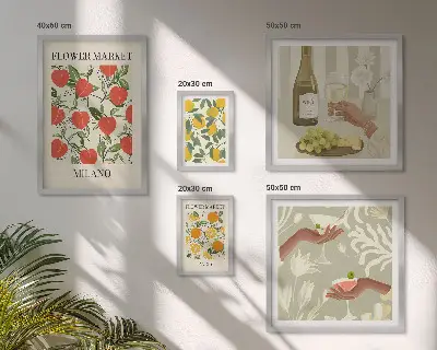 Quadro Galeria de Parede estampa vintage de frutas e flores