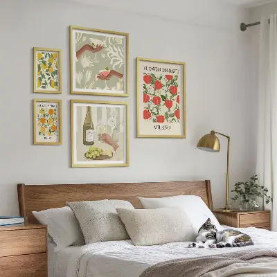 Quadro Galeria de Parede estampa vintage de frutas e flores