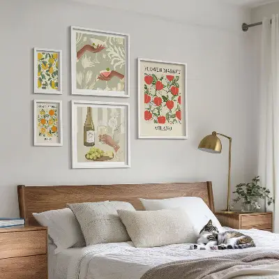 Quadro Galeria de Parede estampa vintage de frutas e flores