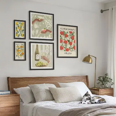 Quadro Galeria de Parede estampa vintage de frutas e flores