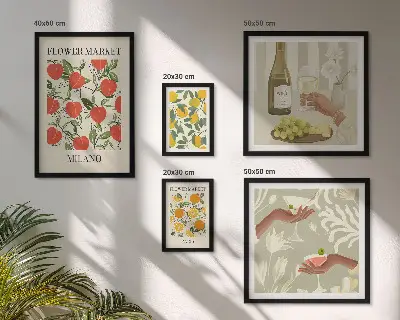 Quadro Galeria de Parede estampa vintage de frutas e flores
