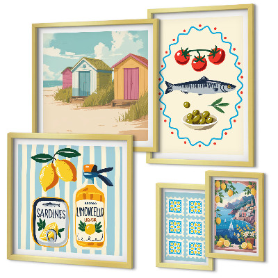 Parede galeria de quadros Sabores da culinária mediterrânea