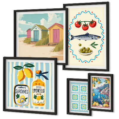 Parede galeria de quadros Sabores da culinária mediterrânea