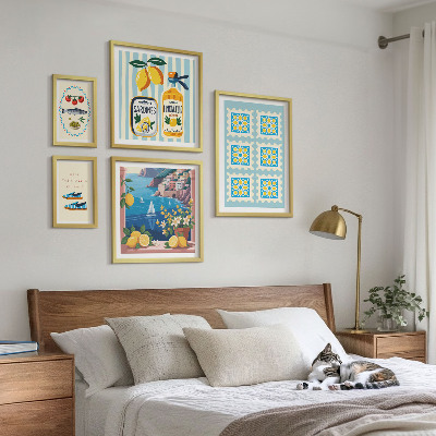 Conjunto de 5 quadros com moldura estilo de sabor da culinária italiana