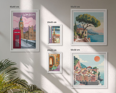 Conjunto de 5 quadros com moldura Cidades europeias da cultura