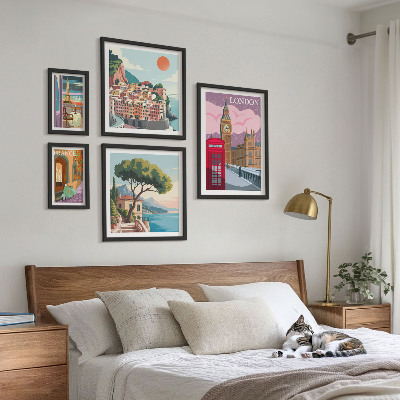Conjunto de 5 quadros com moldura Cidades europeias da cultura