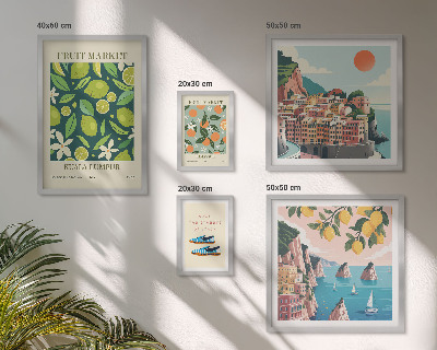 Conjunto de 5 quadros decorativos Férias com Frutas Tropicais