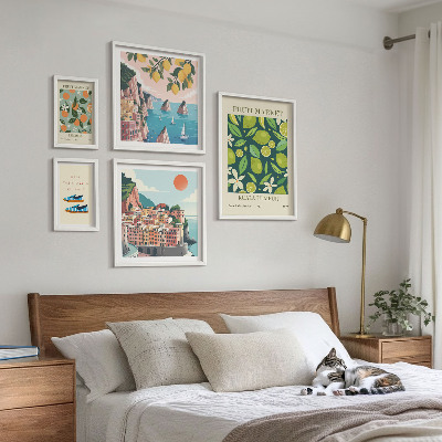 Conjunto de 5 quadros decorativos Férias com Frutas Tropicais