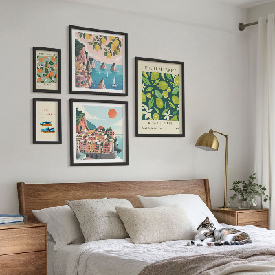 Conjunto de 5 quadros decorativos Férias com Frutas Tropicais