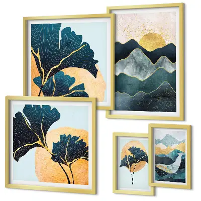 Galeria de quadros para parede com paisagens elegantes de plantas de montanha