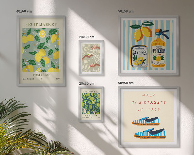 Conjunto de 5 quadros decorativos Inspirações vintage frutadas