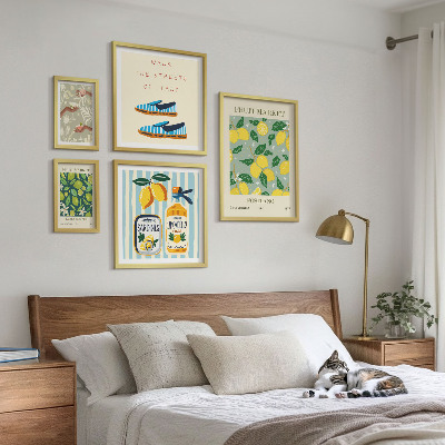 Conjunto de 5 quadros decorativos Inspirações vintage frutadas