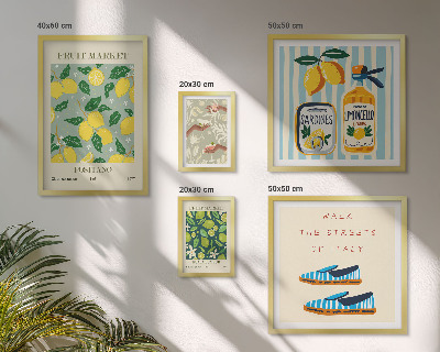 Conjunto de 5 quadros decorativos Inspirações vintage frutadas