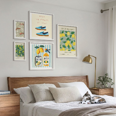 Conjunto de 5 quadros decorativos Inspirações vintage frutadas