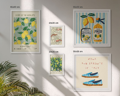 Conjunto de 5 quadros decorativos Inspirações vintage frutadas