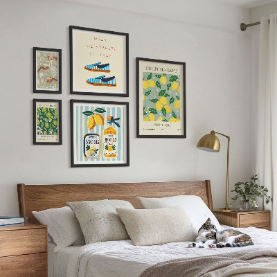 Conjunto de 5 quadros decorativos Inspirações vintage frutadas