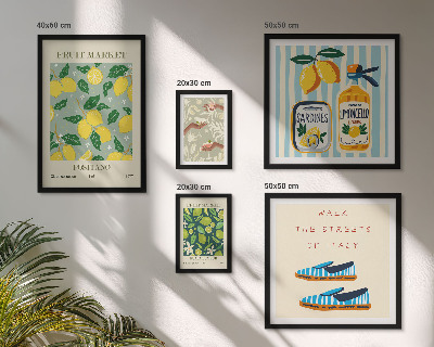 Conjunto de 5 quadros decorativos Inspirações vintage frutadas