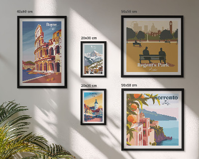 Conjunto de 5 quadros com moldura Paisagens de cidades europeias