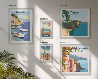 Conjunto de 5 quadros decorativos Paisagens costeiras da Europa