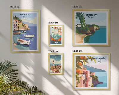 Conjunto de 5 quadros decorativos Paisagens costeiras da Europa