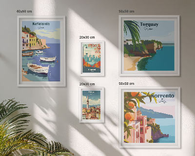 Conjunto de 5 quadros decorativos Paisagens costeiras da Europa