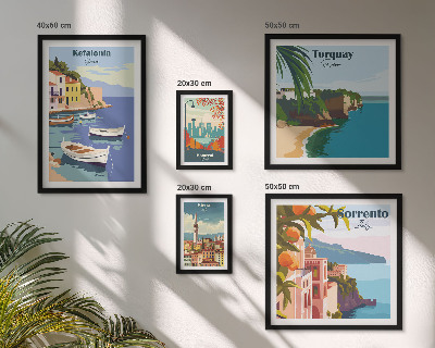 Conjunto de 5 quadros decorativos Paisagens costeiras da Europa