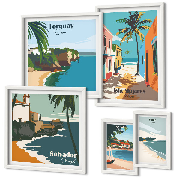 Galeria de parede Praias litorâneas coloridas