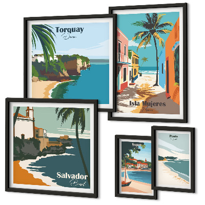 Galeria de parede Praias litorâneas coloridas