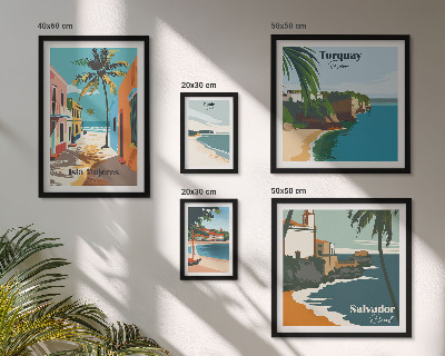 Galeria de parede Praias litorâneas coloridas