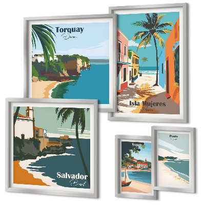 Galeria de parede Praias litorâneas coloridas