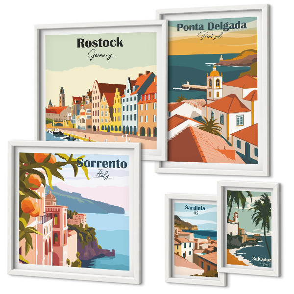 Parede galeria de quadros paisagens urbanas europeias