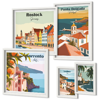 Parede galeria de quadros paisagens urbanas europeias