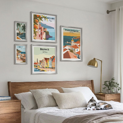 Parede galeria de quadros paisagens urbanas europeias