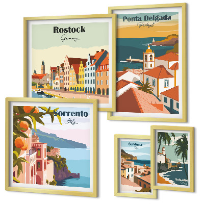 Parede galeria de quadros paisagens urbanas europeias