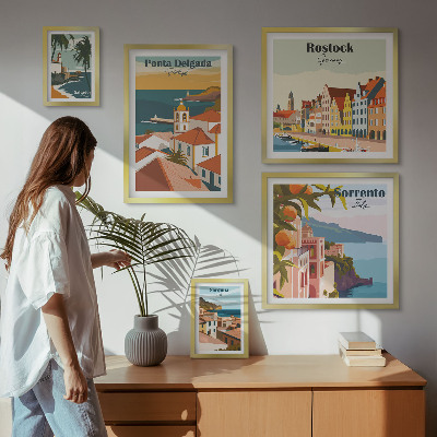 Parede galeria de quadros paisagens urbanas europeias
