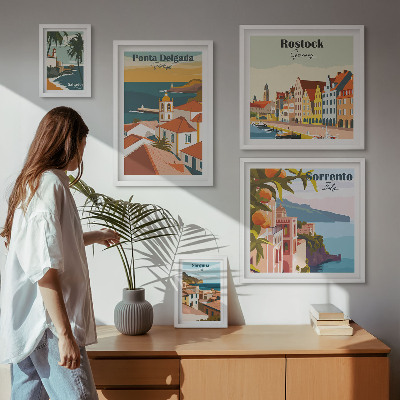 Parede galeria de quadros paisagens urbanas europeias