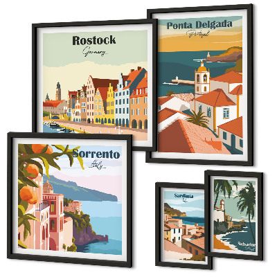 Parede galeria de quadros paisagens urbanas europeias