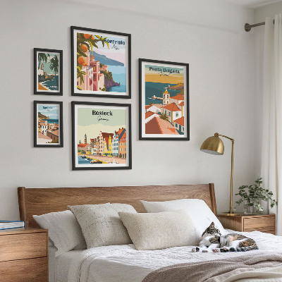Parede galeria de quadros paisagens urbanas europeias