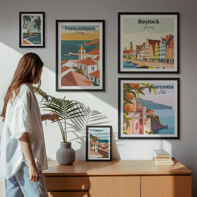 Parede galeria de quadros paisagens urbanas europeias