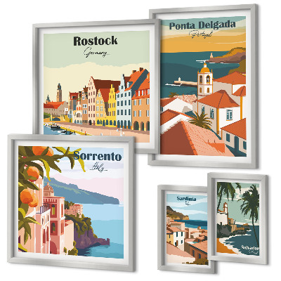 Parede galeria de quadros paisagens urbanas europeias