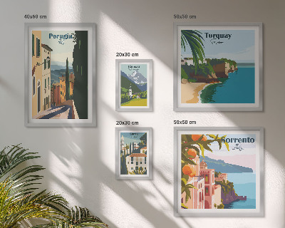 Conjunto de 5 quadros com moldura Cidades italianas pitorescas