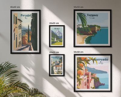 Conjunto de 5 quadros com moldura Cidades italianas pitorescas