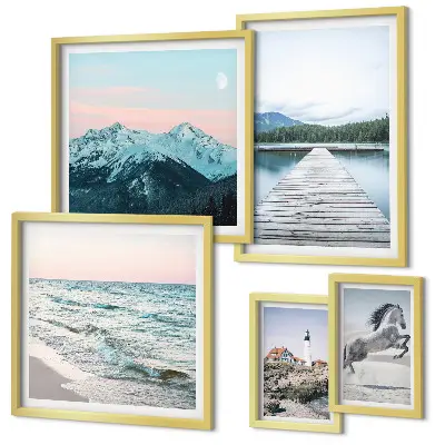 Galeria de parede com decoração de paisagens naturais