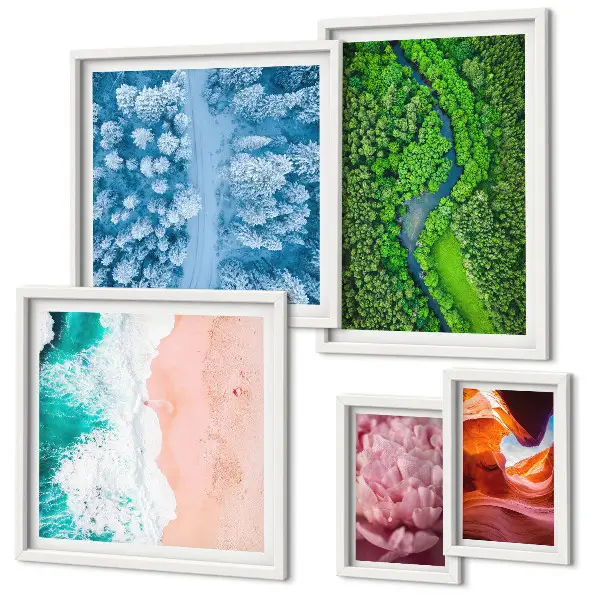Galeria de quadros para parede com paisagens verdes naturais
