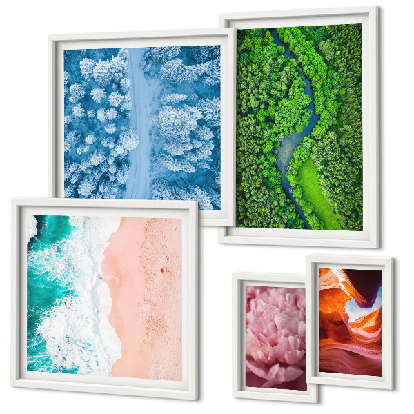 Parede galeria de quadros paisagens verdes naturais