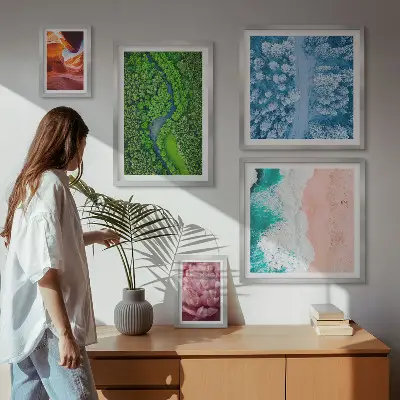 Galeria de quadros para parede com paisagens verdes naturais