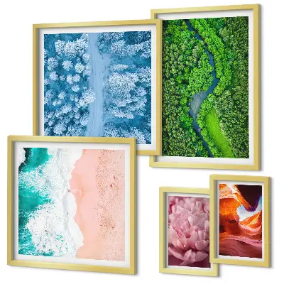 Galeria de quadros para parede com paisagens verdes naturais